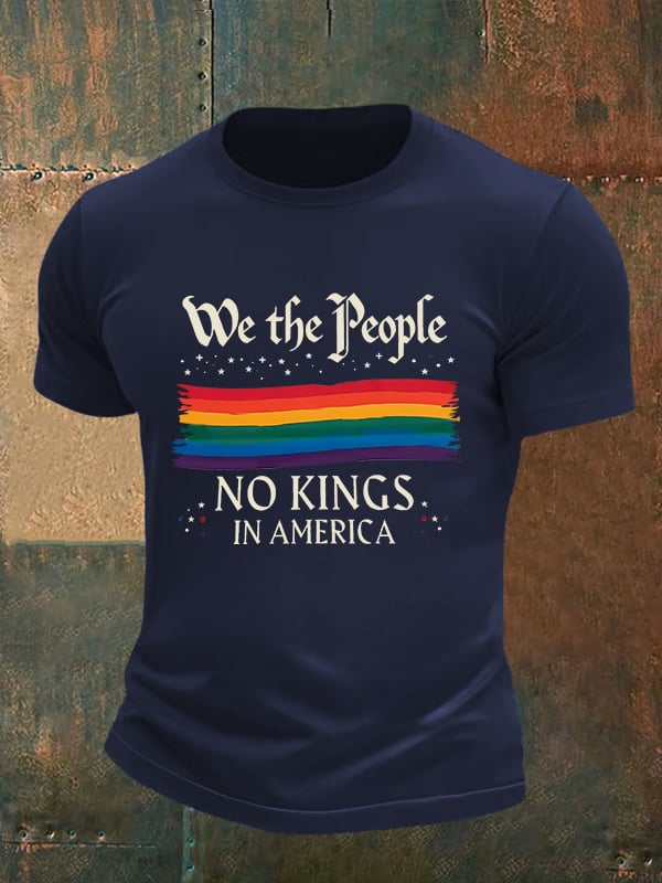 🔥Buy 3 Get 15% Off🔥Men's We the People NO KINGS IN AMERICA print T-Shirt
