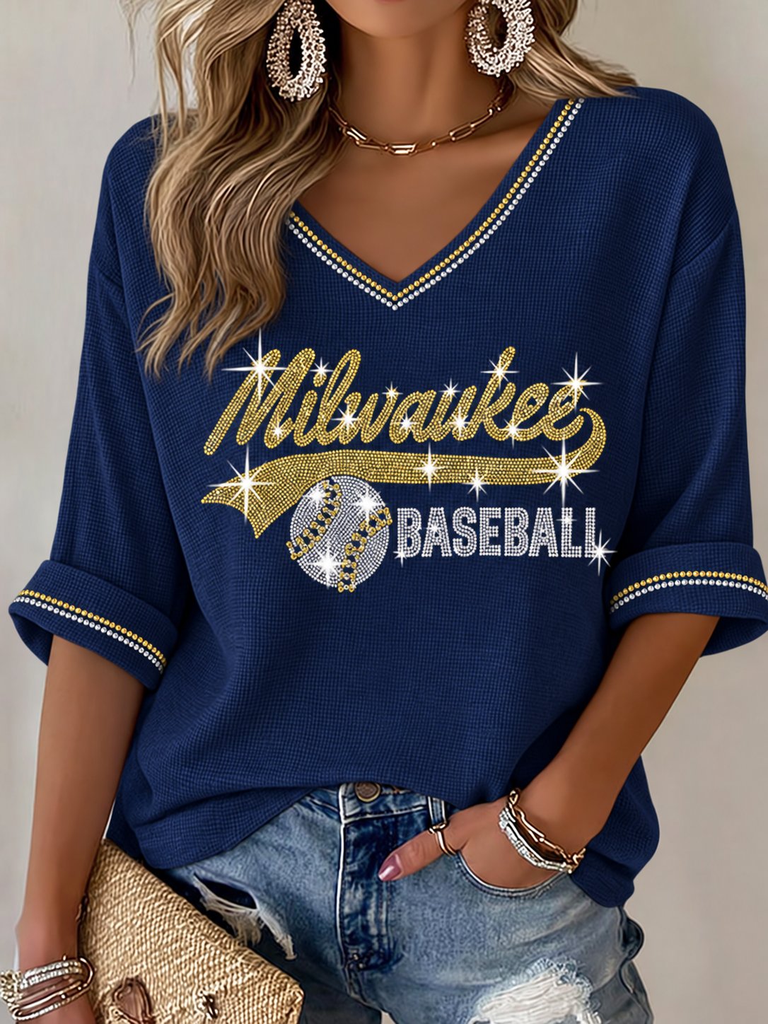 Women's Baseball Print T-Shirt
