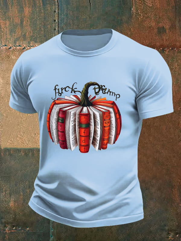 Men's Fall Book Pumpkin DTF transfer - FDT, Fall Aesthetic print T-Shirt