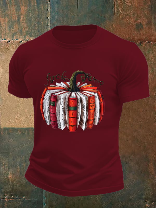 Men's Fall Book Pumpkin DTF transfer - FDT, Fall Aesthetic print T-Shirt