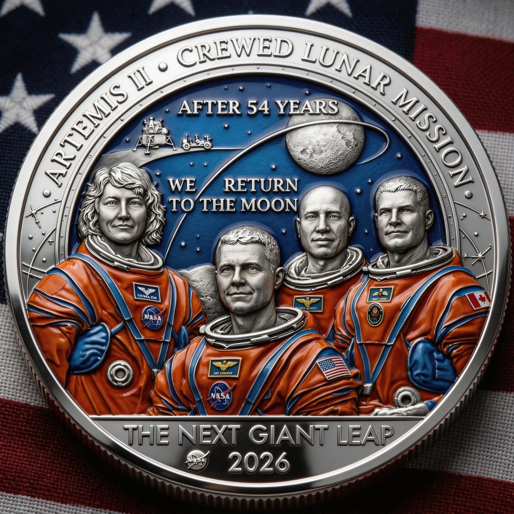 โ
Artemis II โข Heroic Achievement 3D High-Relief Enamel Commemorative Coinโ