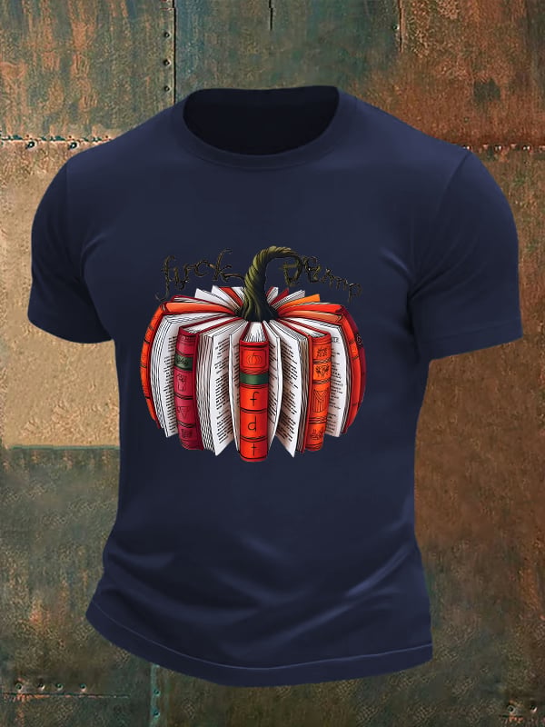 Men's Fall Book Pumpkin DTF transfer - FDT, Fall Aesthetic print T-Shirt