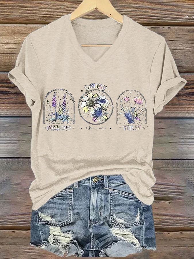 🔥Buy 3 Get 15% Off🔥Women's Floral FDT Print T-Shirt