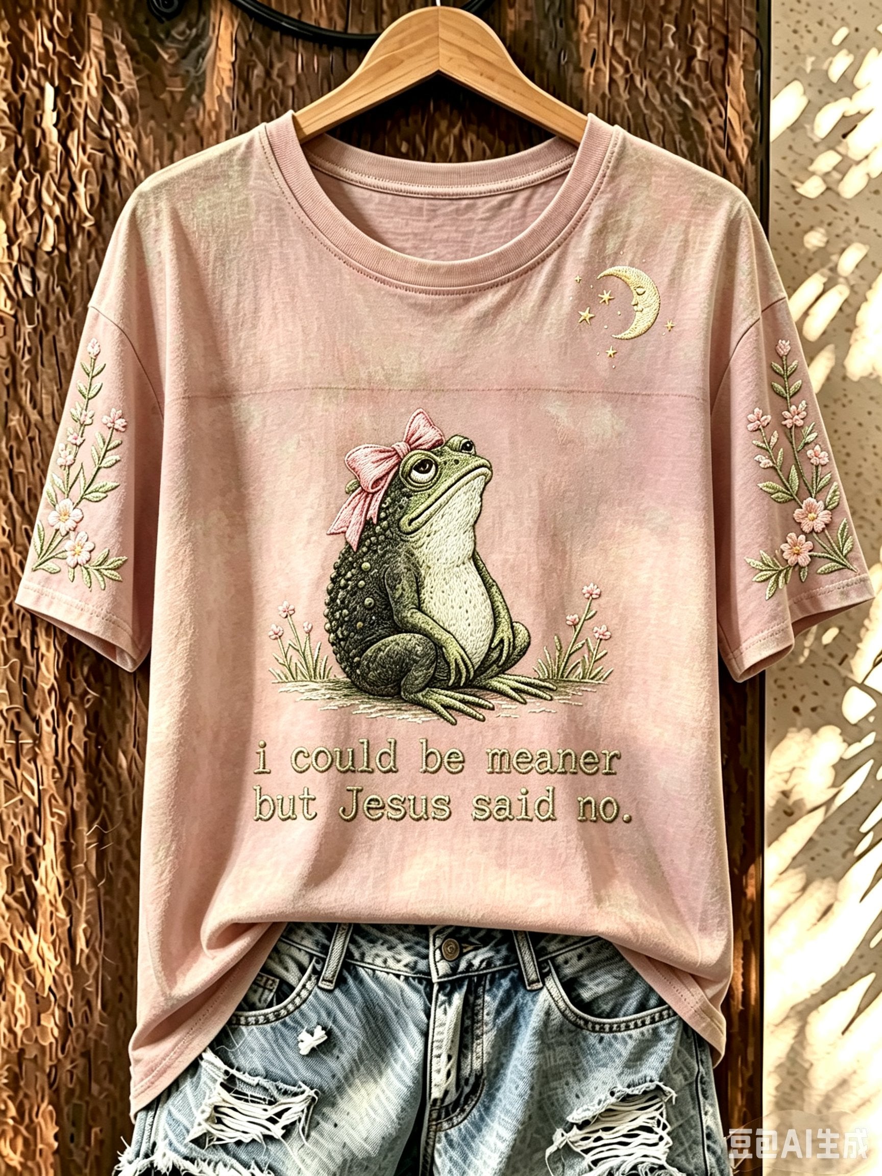Women's Fun Frog-Print Top