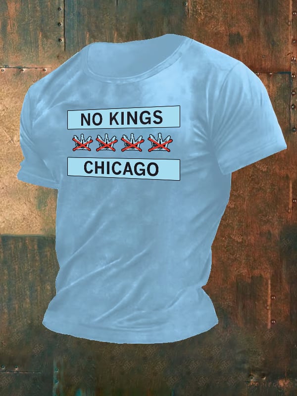 🔥Buy 3 Get 15% Off🔥Men's No Kings Chicago Flag Print T-Shirt