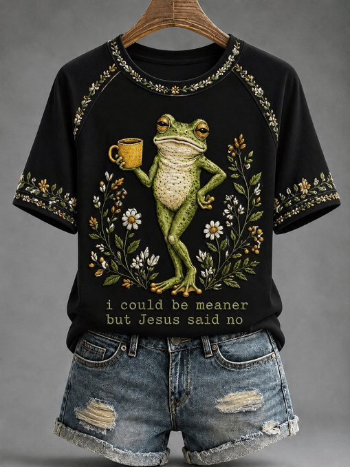 Women's I Could Be Meaner But Jesus Said No Printing  T-Shirts