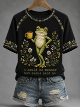 Women's I Could Be Meaner But Jesus Said No Printing  T-Shirts