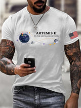 Men's To The Moon And Beyond Print Round Neck T-shirt