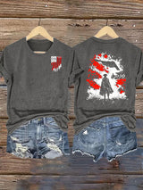 Women's  Round-Neck 250 US Flag Print T-Shirt
