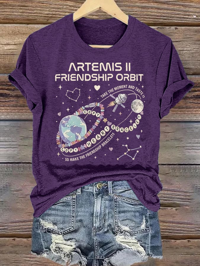 Women's  Fun Planet Print T-Shirt