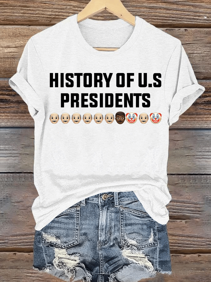 🔥Buy 3 Get 15% Off🔥Women's  History Of US Presidents Print T-Shirt