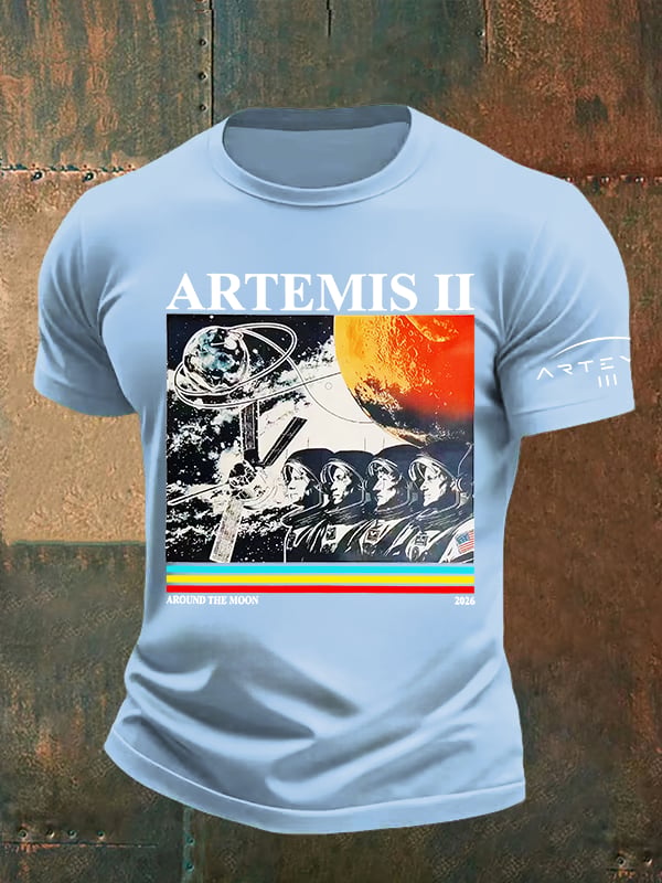 Men's  Lunar Landing Character Print T-Shirt