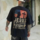 Jesus Is My Savior Trump Is My President Printed Men's T-shirt