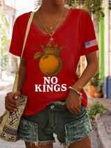 🔥Buy 3 Get 15% Off🔥Women's “No King in America SINCE1776” Print Casual T-Shirt