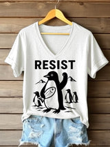 🔥Buy 3 Get 15% Off🔥Women's Penguins Resist Printed V Neck T-shirt