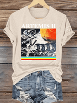Women's  Lunar Landing Character Print T-Shirt