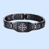 Charcoal fiber Jerusalem cross energy bracelet