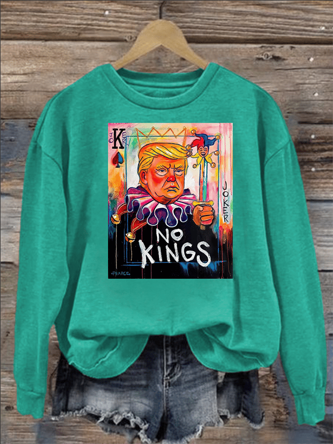 Women's   No Kings In America Print Casual  Sweatshirt