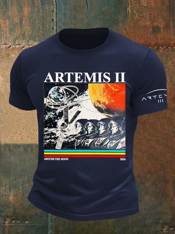 Men's  Lunar Landing Character Print T-Shirt