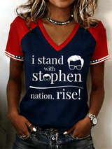 Women's "I Support Him" Late-Night Comedy Enthusiast Graphic Print Raglan Short Shirt
