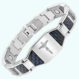 Men's Jesus cross magnetic carbon fiber titanium bracelet