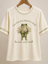 Women'S Casual Short-Sleeve T-Shirt With Faith & Mental Health Print