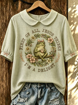 Women's Fun Frog-Print Top