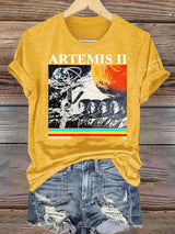 Women's  Lunar Landing Character Print T-Shirt