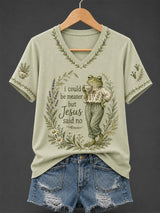 Women's Casual V-Neck Top with "Faith" Print