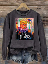 Women's   No Kings In America Print Casual  Sweatshirt