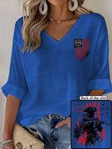 V-Neck 250th Anniversary Distressed American Flag 2-sided Print T-Shirt