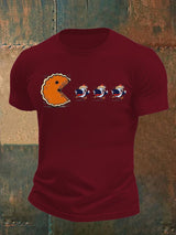 Men's  Funny Turkey Chasing Pie Sublimation FDT Thanksgiving T-Shirt