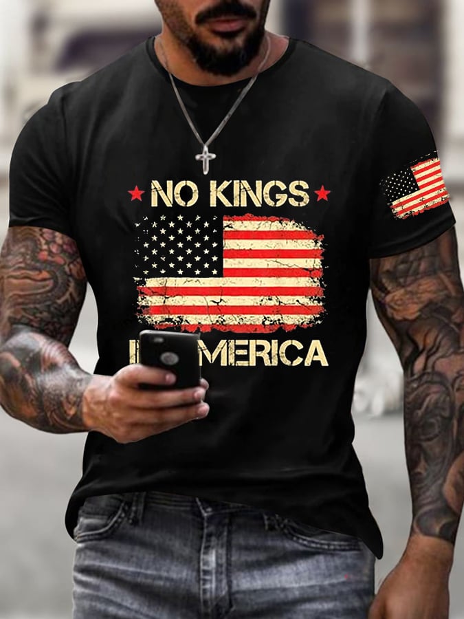🔥Buy 3 Get 15% Off🔥Men's  No King in America Print Casual  T-Shirt