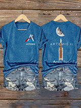 Women's Crewed Again Print V Neck T-shirt