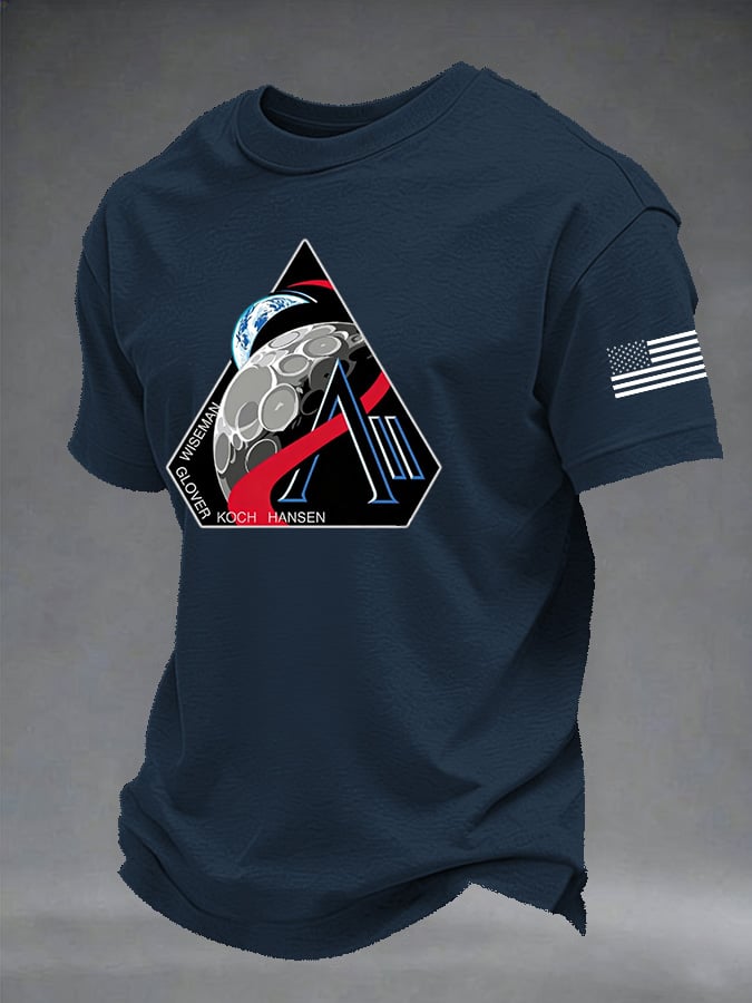 Men's Artemis II Round Neck Casual Printed T-Shirt