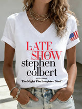 V-Neck Retro Late Show 05.21.2026 The Night The Laughter Died Print T-Shirt