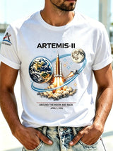 Retro Artemis II 2026 Rocket Launch Print T-Shirt