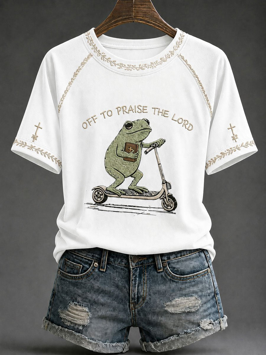 Women's Off To Praise The Lord Printed Casual Tops