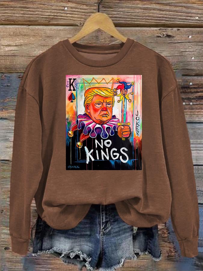 Women's   No Kings In America Print Casual  Sweatshirt
