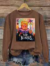 Women's   No Kings In America Print Casual  Sweatshirt