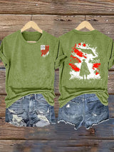 Women's  Round-Neck 250 US Flag Print T-Shirt
