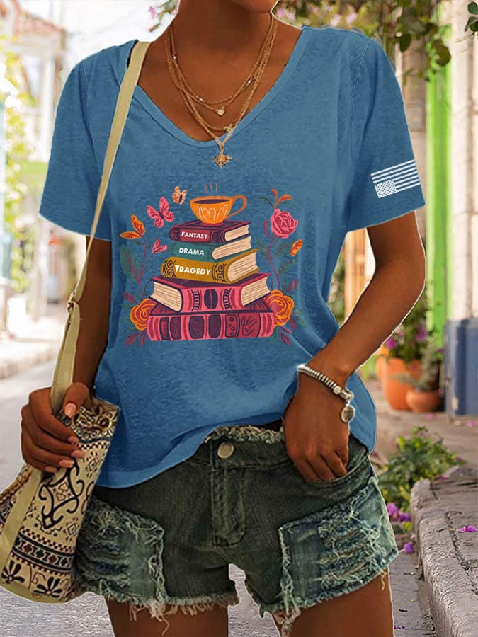 🔥Buy 3 Get 15% Off🔥V-neck Retro Fantasy Drama Tragedy Print T-Shirt