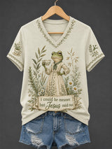 Women's Casual V-Neck Top with "Faith" Print