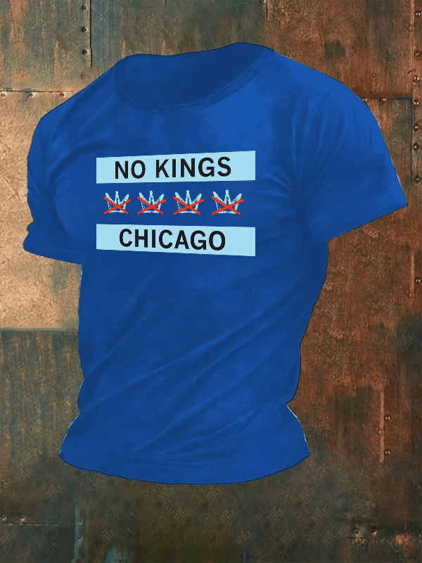 🔥Buy 3 Get 15% Off🔥Men's  No Kings Chicago Flag Print  T-Shirt