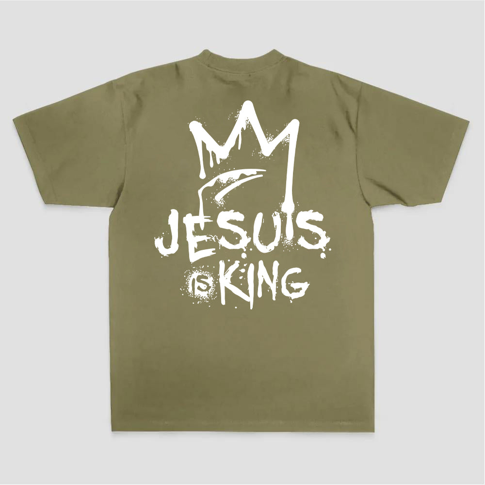 Jesus Is King Crown Graffiti Print Printed Women's T-shirt