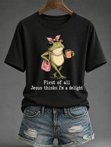 Women's "Jesus Thinks I'm Cute" Printed Casual T-Shirt