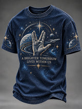 Men's Live Long And Prosper Print Round Neck T-shirt