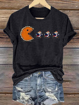 Women's  Funny Turkey Chasing Pie Sublimation FDT Thanksgiving  T-Shirt