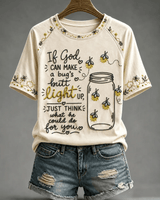 Women's Firefly Mason Jar Faith Design Printed Crew Neck Short Sleeve Tshirt