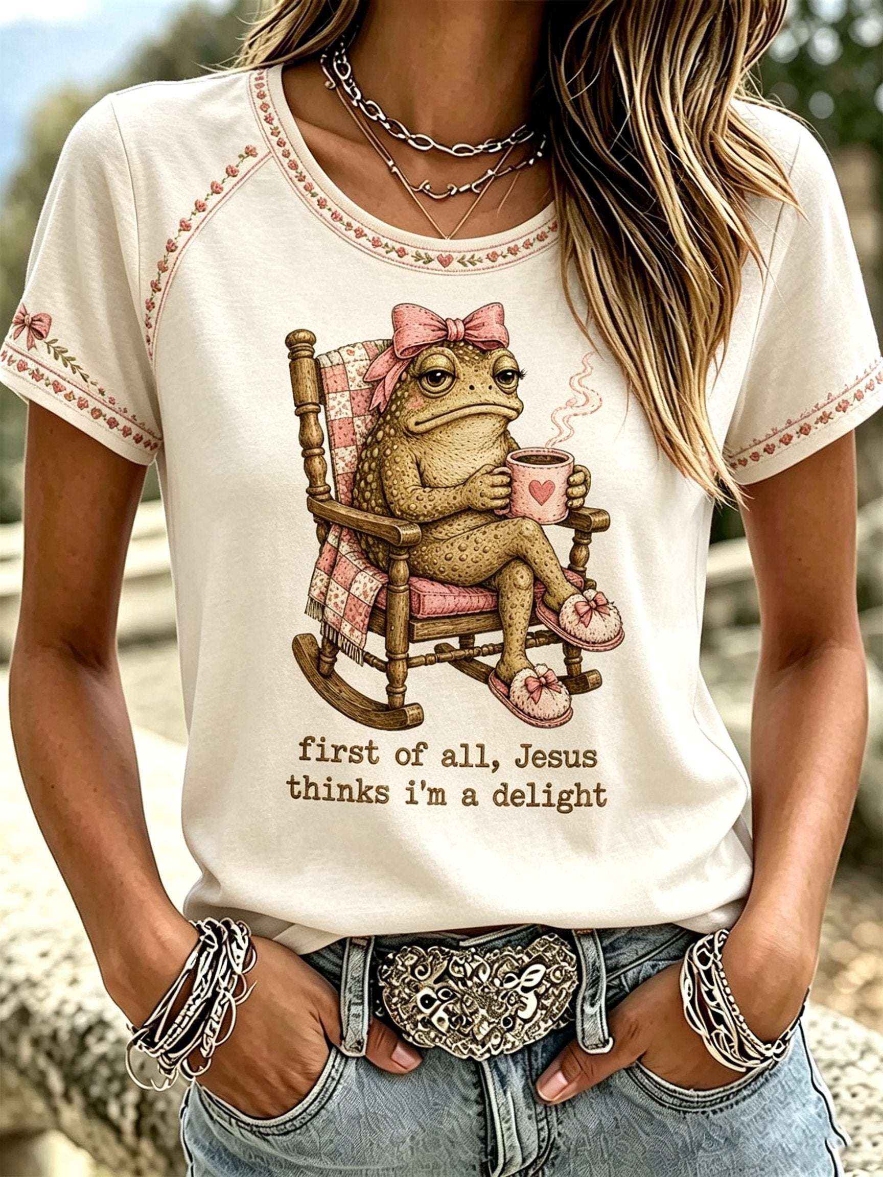 Women's 'Jesus Thinks I'm A Delight' Printed Casual T-Shirt